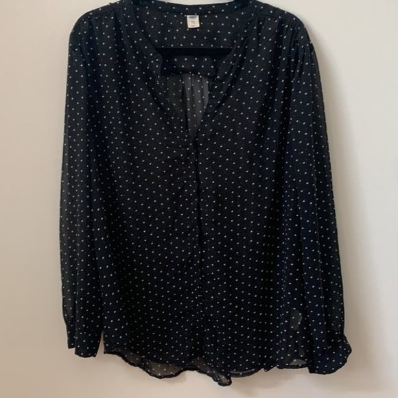 Old Navy Black Polka Dot Button Down Shirt - Picture 1 of 6